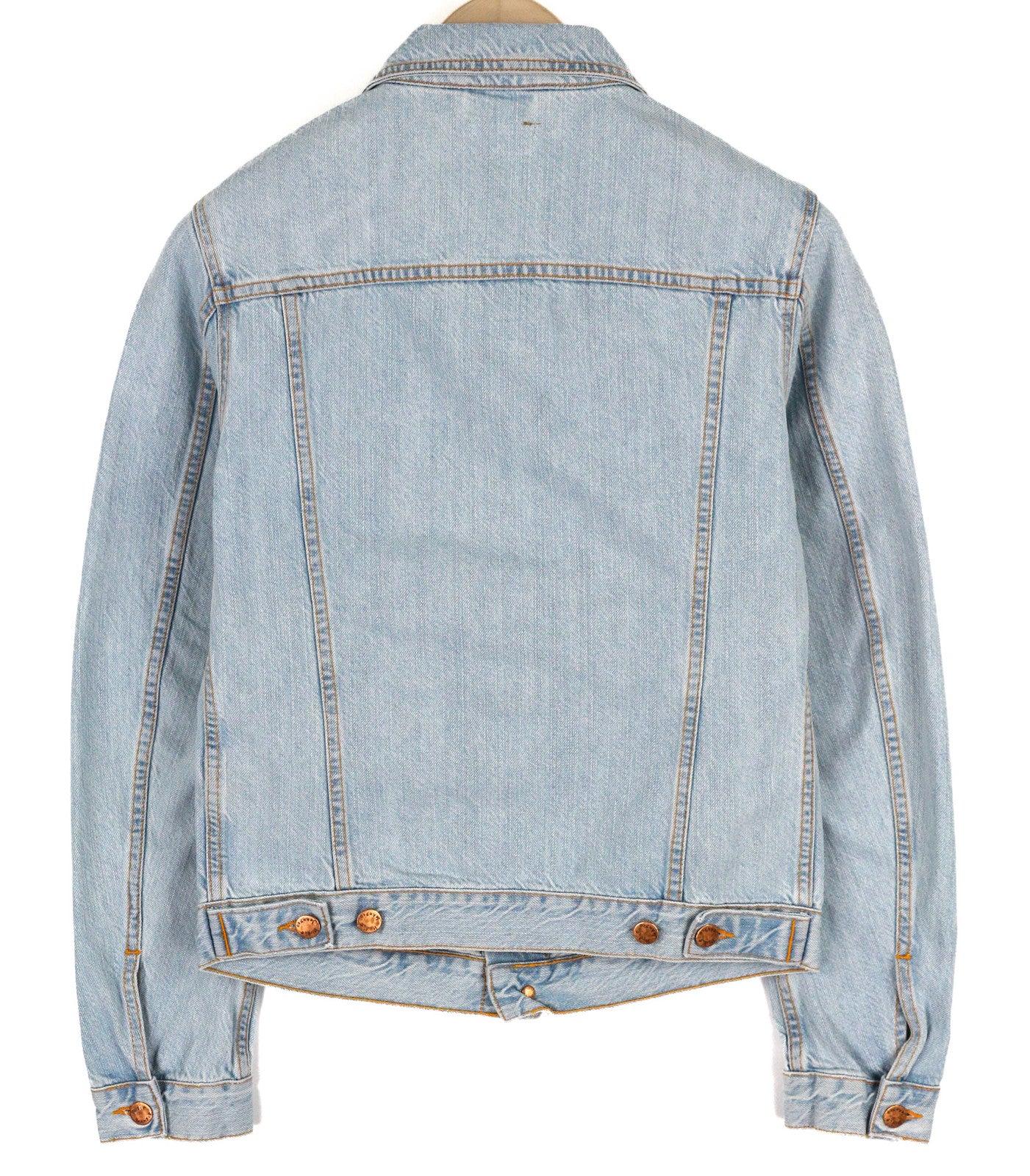 NUDIE Perry vyriška striukė S Organic Saltwater Shades sagomis užsegama džinsinio audinio logotipu 