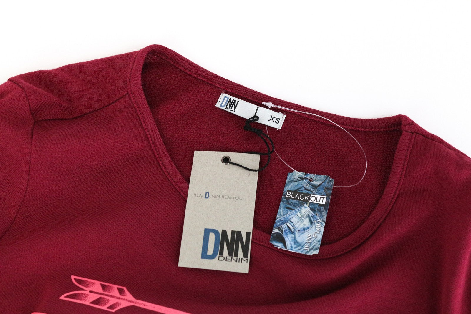 BLACK OUT raudonas džemperis XS dydžio medvilnės mišinio megztinis moterims Dnn džinsinis ilgomis rankovėmis 
