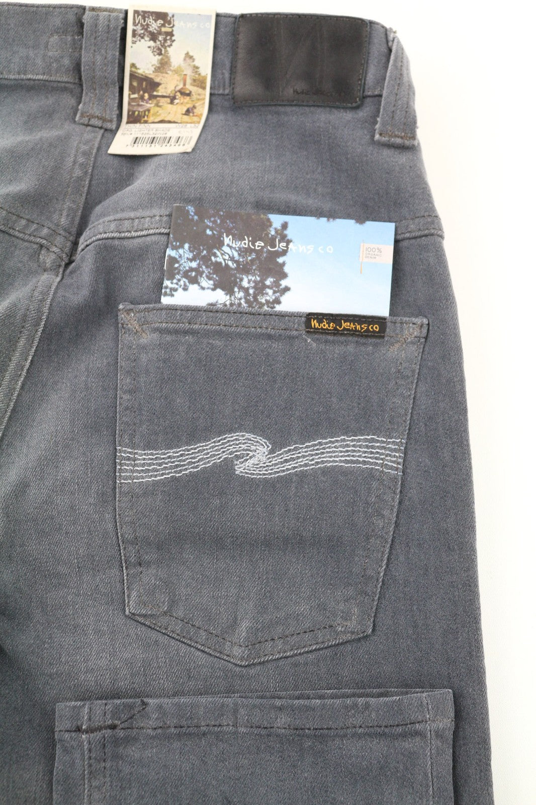 NUDIE JEANS Thin Finn Mens Jeans W28/L32 Slim Washed Grey Cotton Stretchy