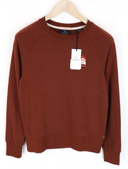 MAISON SCOTCH moteriškas rudas XS dydžio džemperis su medvilnės mišinio ilgomis rankovėmis 