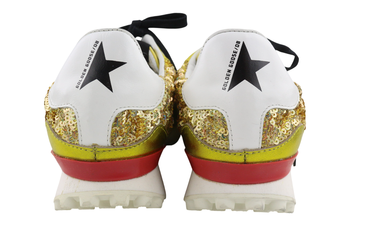 GOLDEN GOOSE Starland moteriški sportbačiai EU39 auksinės odos blizgučiais žemapadžiai sportbačiai 