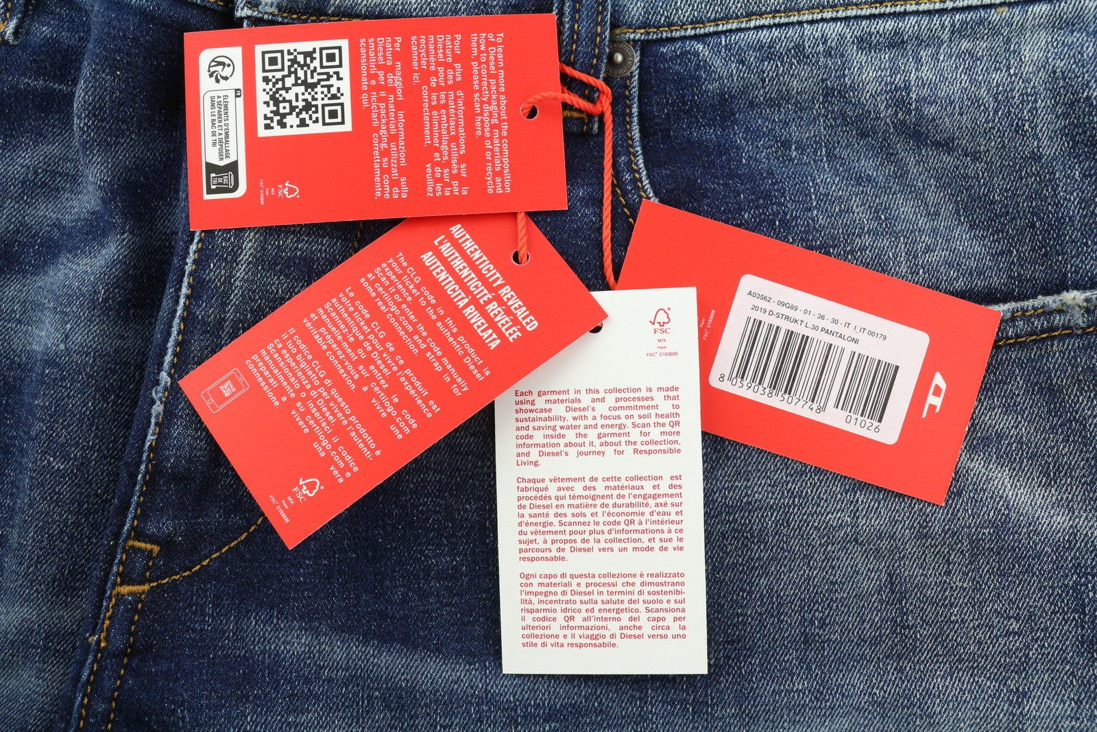 DIESEL 2019 D-Strukt 09G89 vyriški džinsai W36/L30 Slim Fit, skalbtos mėlynos spalvos, plėšyti, RRP 325 € 