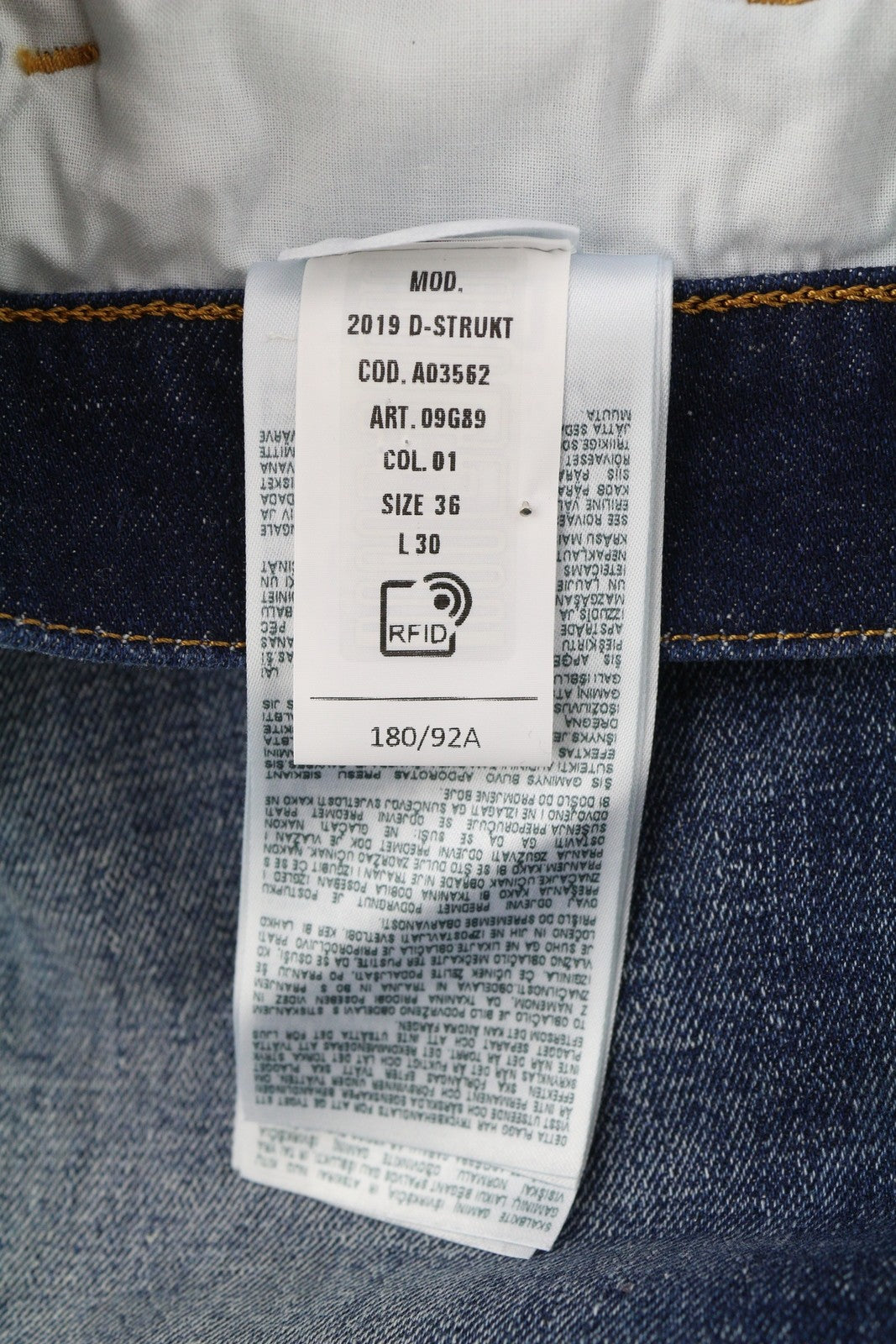 DIESEL 2019 D-Strukt 09G89 vyriški džinsai W36/L30 Slim Fit, skalbtos mėlynos spalvos, plėšyti, RRP 325 € 