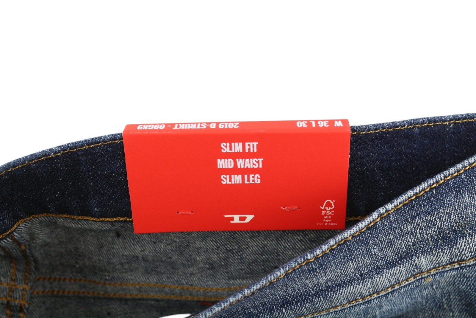 DIESEL 2019 D-Strukt 09G89 vyriški džinsai W36/L30 Slim Fit, skalbtos mėlynos spalvos, plėšyti, RRP 325 € 