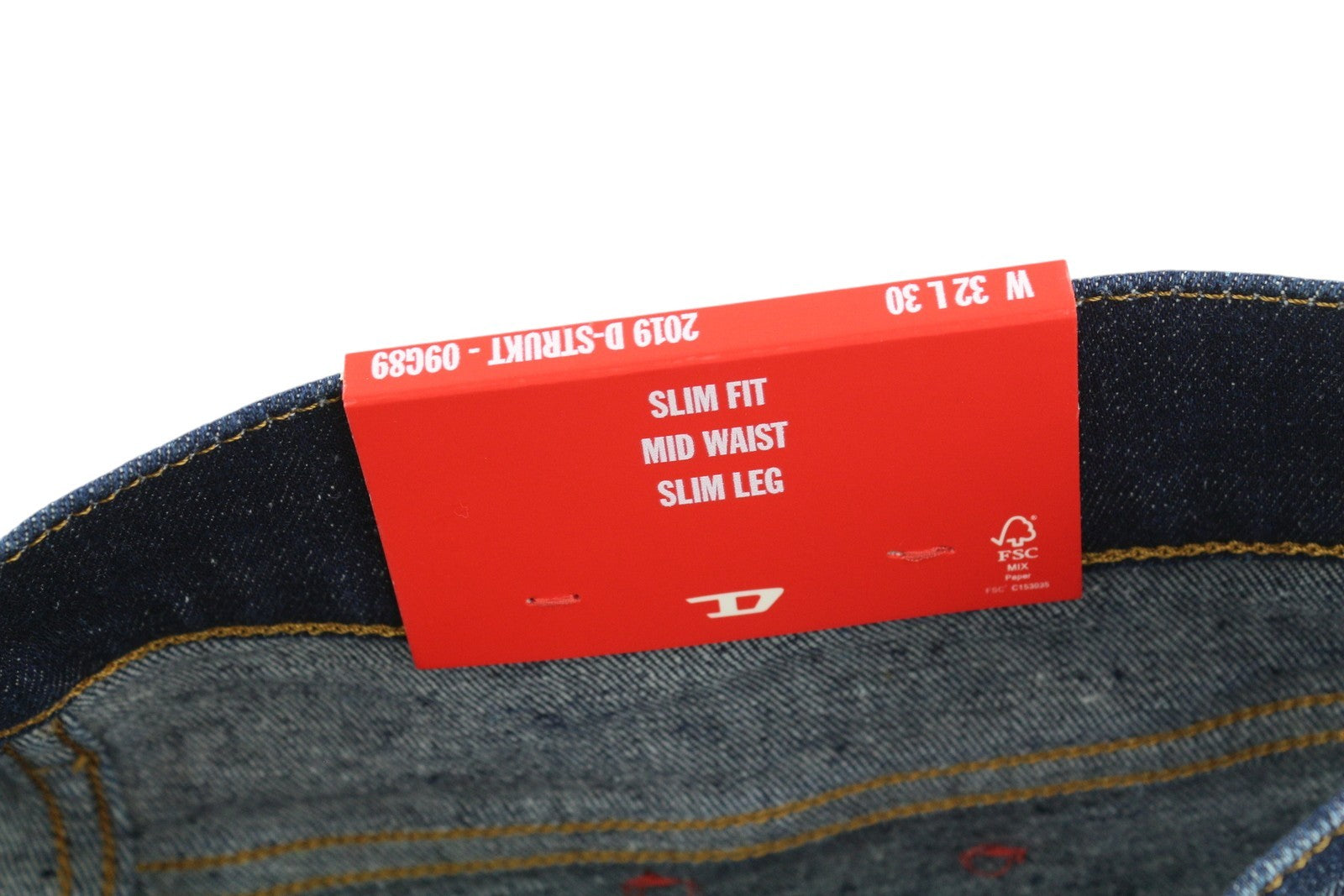 DIESEL 2019 D-Strukt 09G89 vyriški džinsai W32/L30 Slim Fit, skalbtos mėlynos spalvos, plėšyti, RRP 325 € 