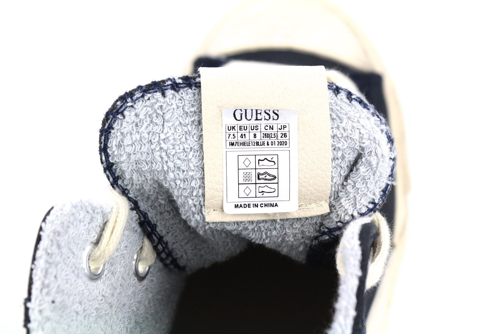 GUESS FM7EHIELE12 vyriški sportbačiai, EU41, tamsiai mėlyni, aukštakulniai, su raišteliais, laisvalaikio sportbačiai 