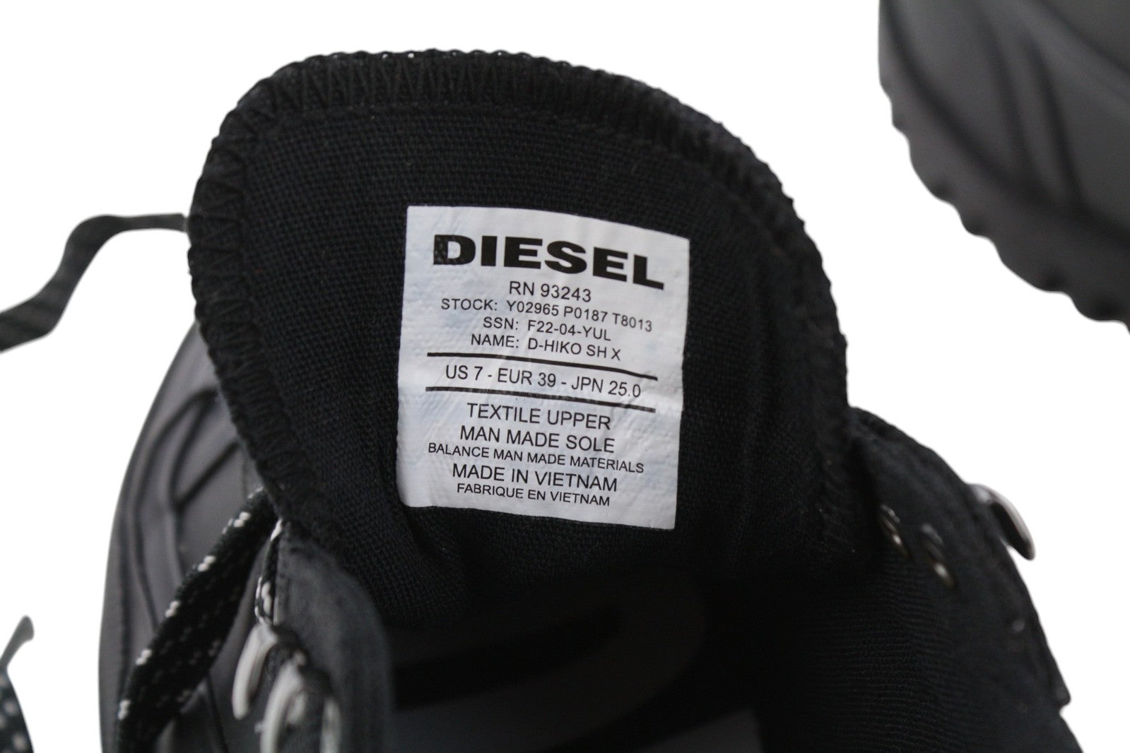 DIESEL D-Hiko SH X moteriški batai, EU39, juodi, unisex, žemakulniai, su raišteliais, RRP 300 € 