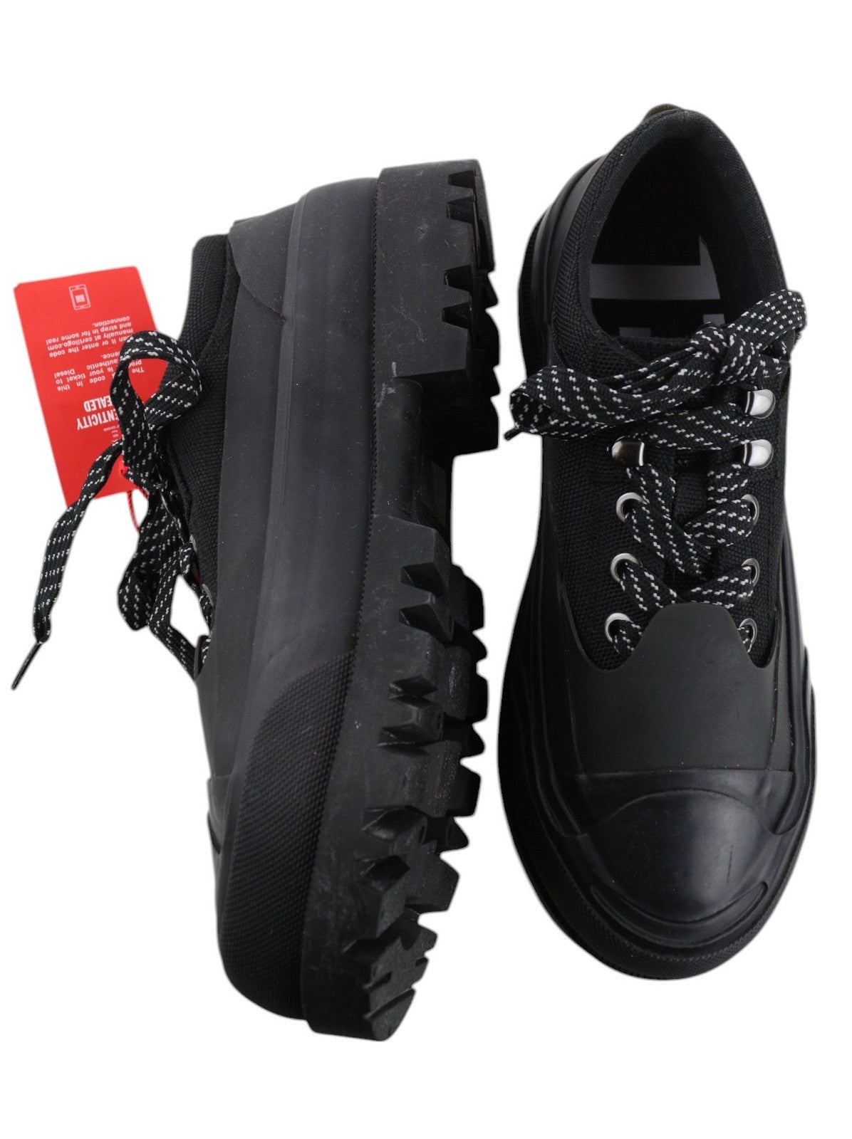 DIESEL D-Hiko SH X moteriški batai, EU39, juodi, unisex, žemakulniai, su raišteliais, RRP 300 € 