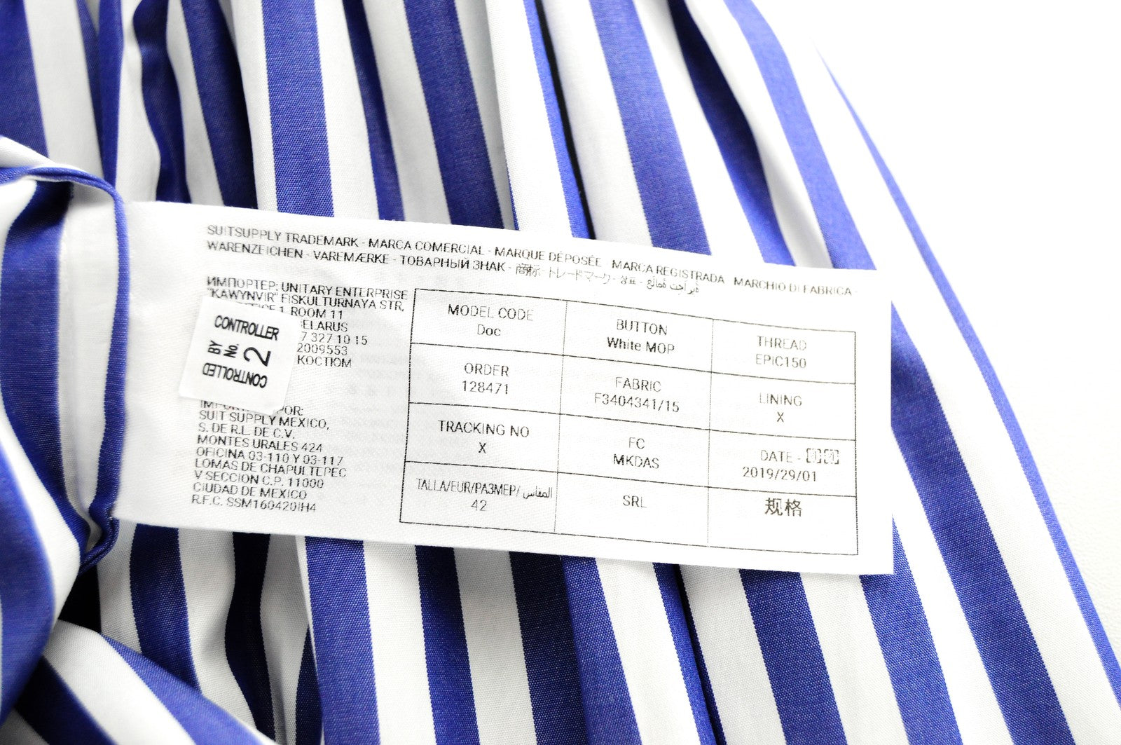 SUISTUDIO Doc Womens UK16 Shirt Blue Striped Cotton Long Sleeved Collared