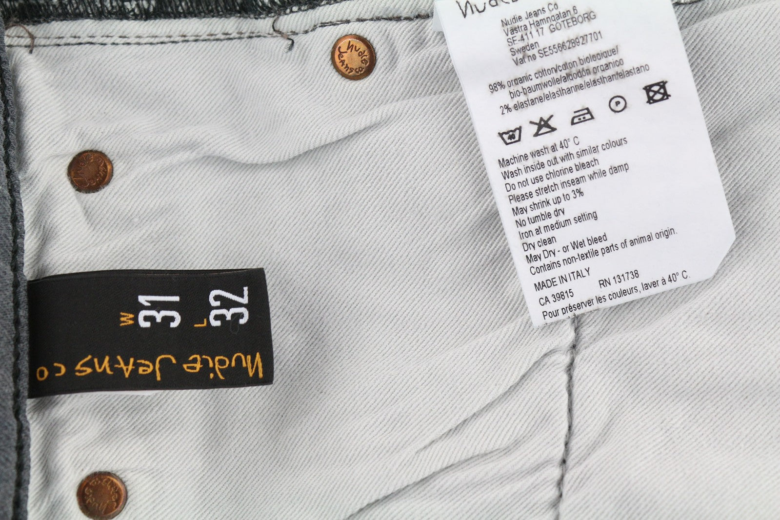 NUDIE JEANS Thin Finn Men Jeans W31/L32 Slim Grey Cotton Stretch Faded 5-Pocket