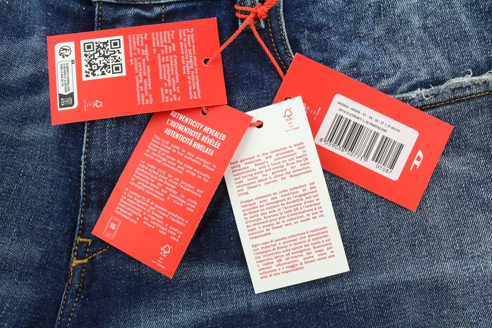 DIESEL 2019 D-Strukt 09G89 vyriški džinsai W34/L30 Slim Fit, skalbtos mėlynos spalvos, plėšyti, RRP 325 € 