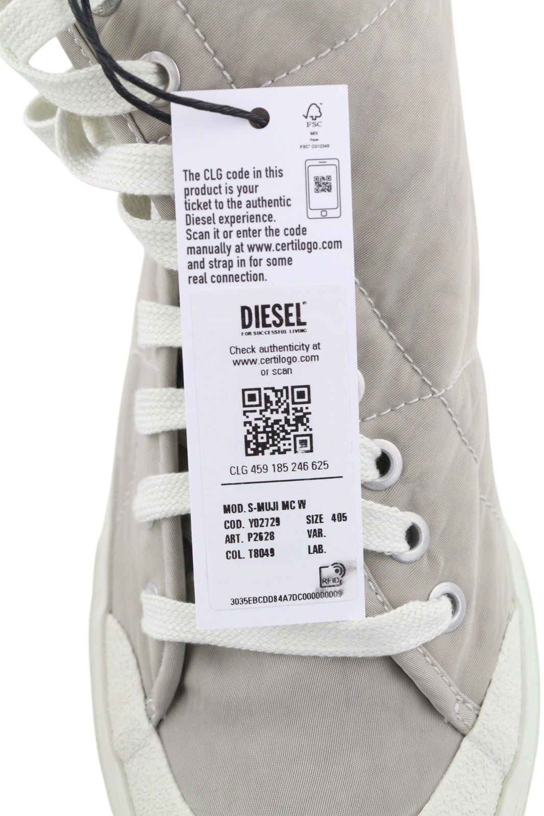 DIESEL S-Muji moteriški sportbačiai, šviesiai pilki, suvarstyti, aukšti bateliai, EU40.5, rekomenduojama kaina – 160 € 