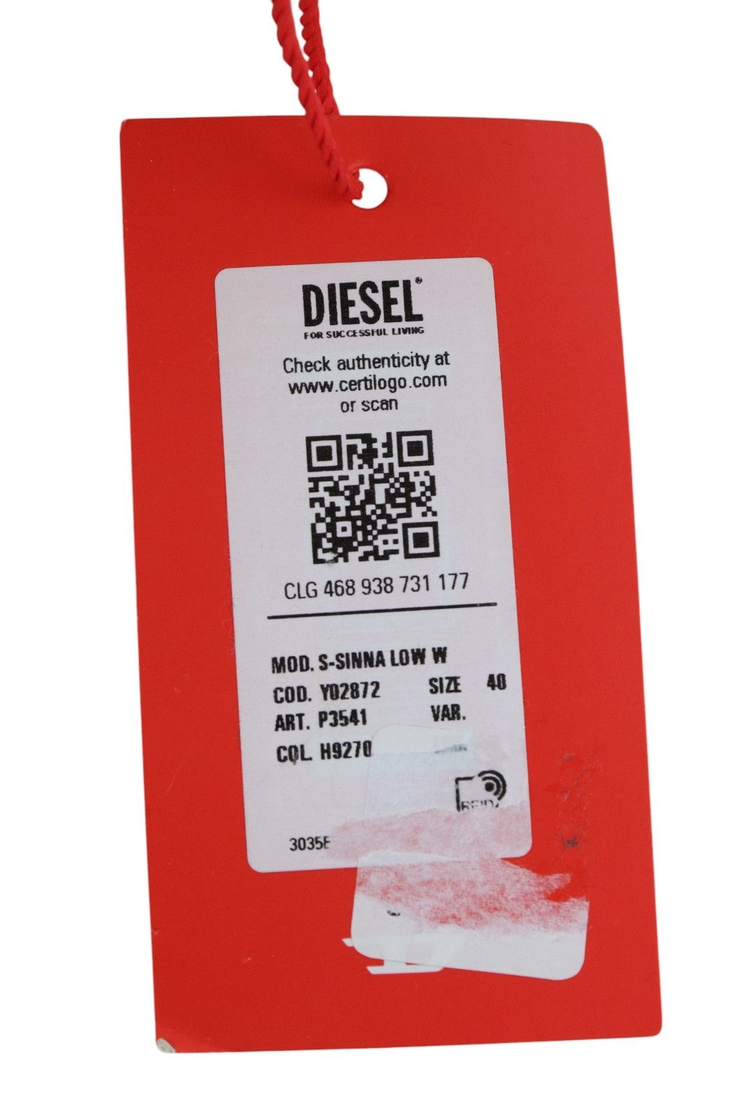 DIESEL S-Sinna žemakulniai moteriški sportbačiai, 40 dydžio, balti, odiniai, suvarstomi, RRP 195 € 