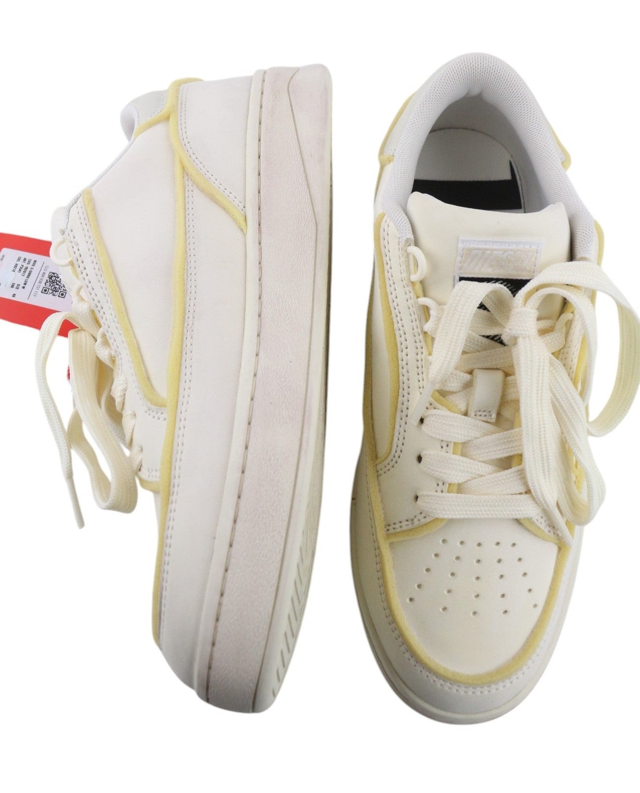 DIESEL S-Sinna žemakulniai moteriški sportbačiai, 40 dydžio, balti, odiniai, suvarstomi, RRP 195 € 