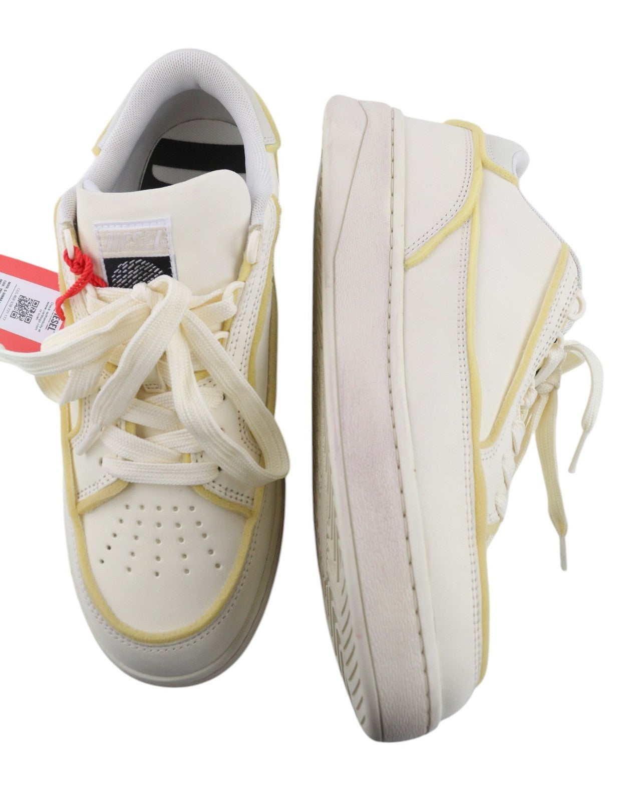 DIESEL S-Sinna žemakulniai moteriški sportbačiai, 40 dydžio, balti, odiniai, suvarstomi, RRP 195 € 