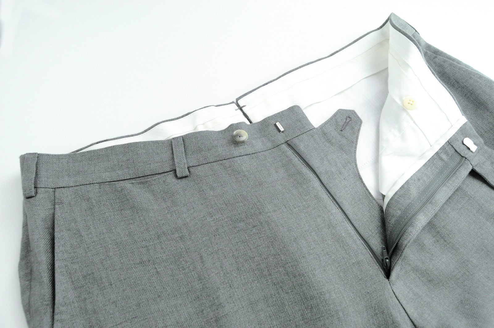 SUITSUPPLY Soho Mens Trousers UK38R Grey  Linen Dress Pleated Dress