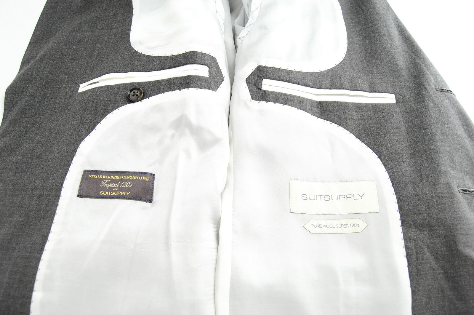 SUITSUPPLY Havana Welt vyriškas švarkas UK40S plonas pilkas vilnonis švarkas su itin plonu pamušalu 