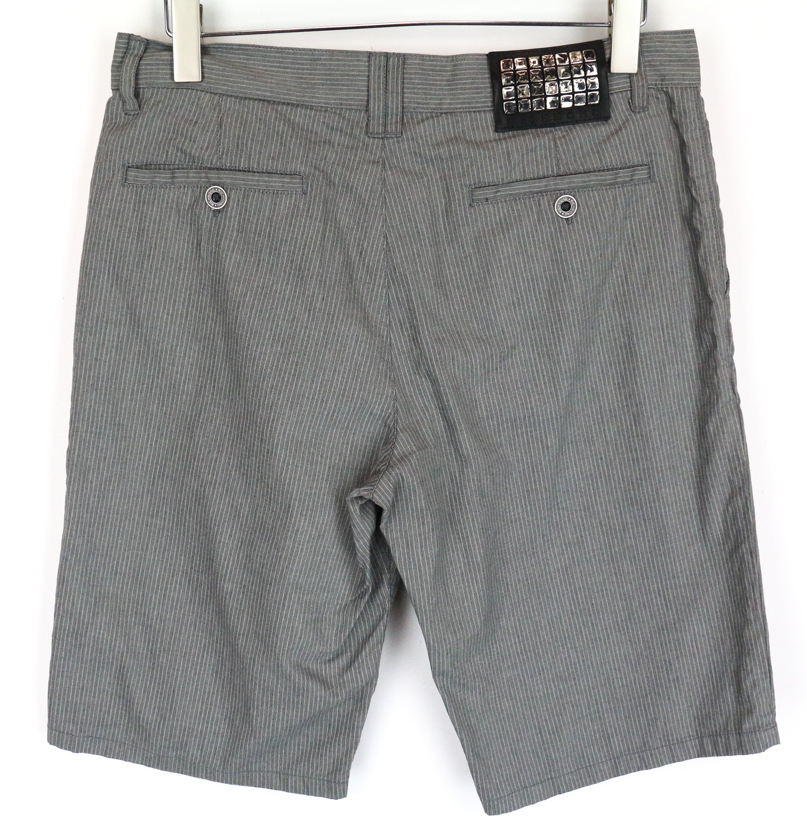 RICHMOND  Men's Summer Shorts 48 Grey Cotton Striped Casual Pleated Front