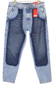 DIESEL P-5-D 0GHAW vyriški džinsai W32 laisvo kirpimo, siaurėjančios kojos, užtrauktuku, skalbtos mėlynos spalvos, rekomenduojama kaina – 425 € 