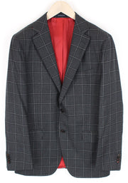 SUITSUPPLY Sienna vyriškas švarkas UK40R, vieneilis, vilnonis, tamsiai pilkas, languotas 