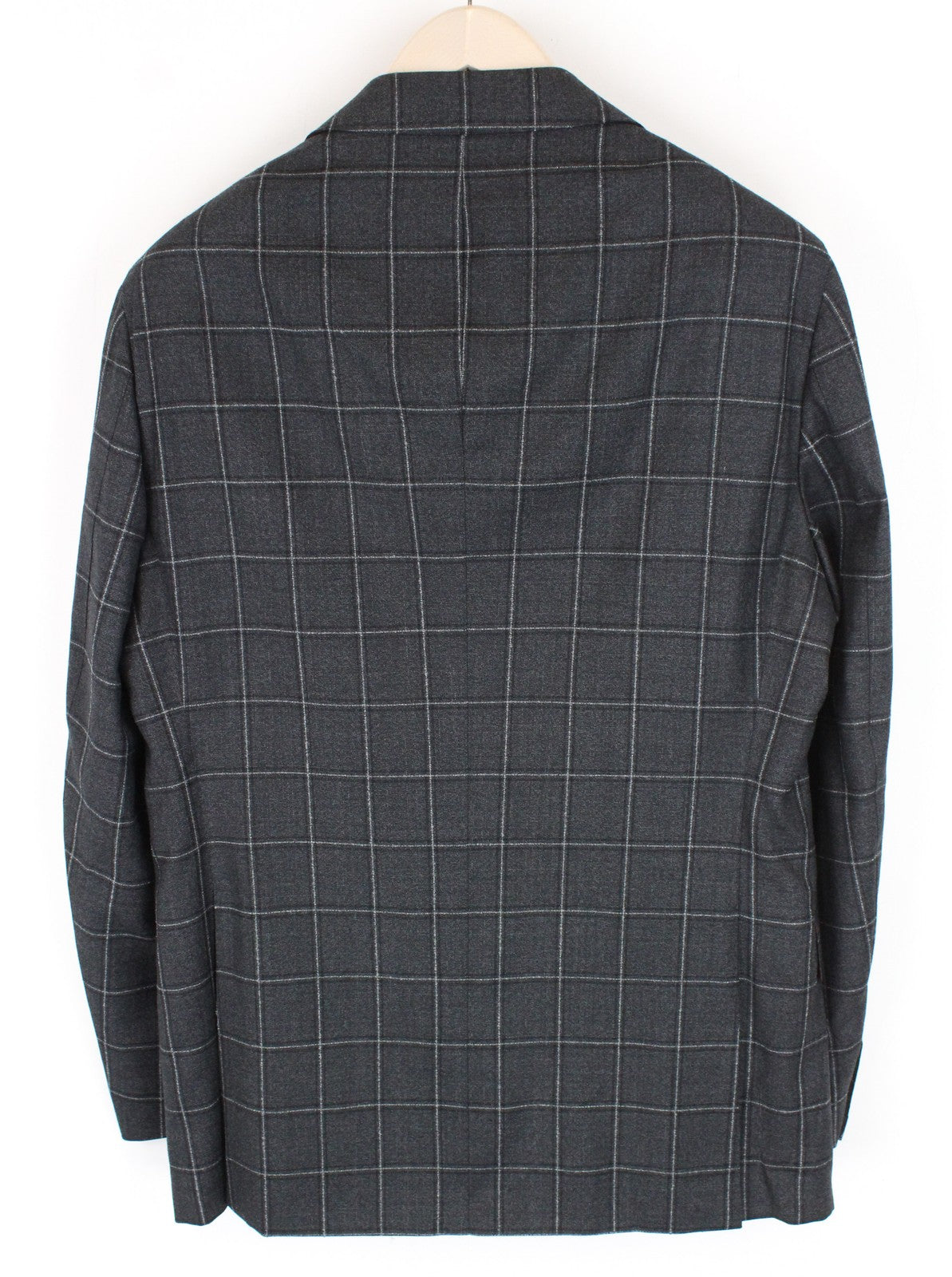 SUITSUPPLY Sienna vyriškas švarkas UK40R, vieneilis, vilnonis, tamsiai pilkas, languotas 