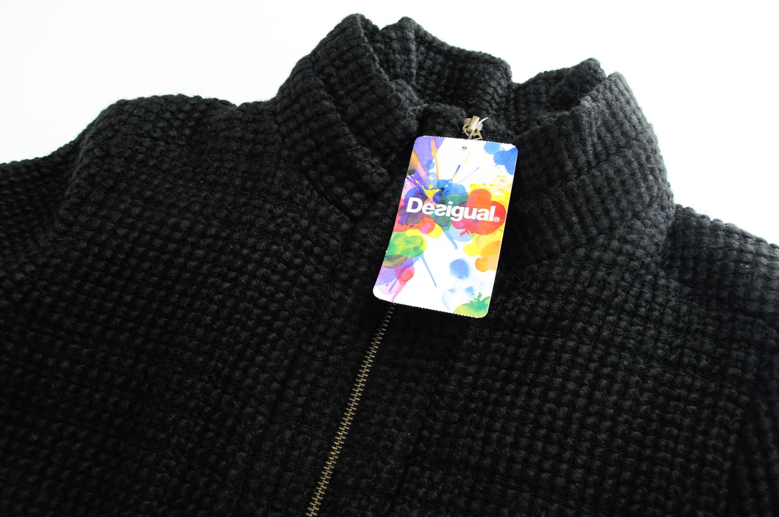 DESIGUAL L'Adoration Womens Coat 38 Black Cotton Blend Lined Pattern