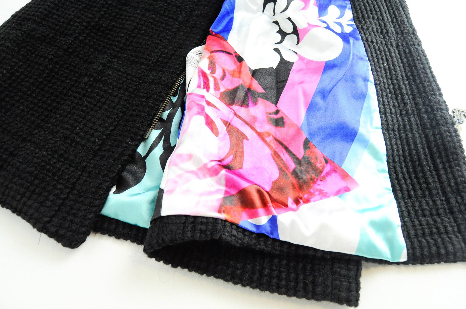 DESIGUAL L'Adoration Womens Coat 38 Black Cotton Blend Lined Pattern