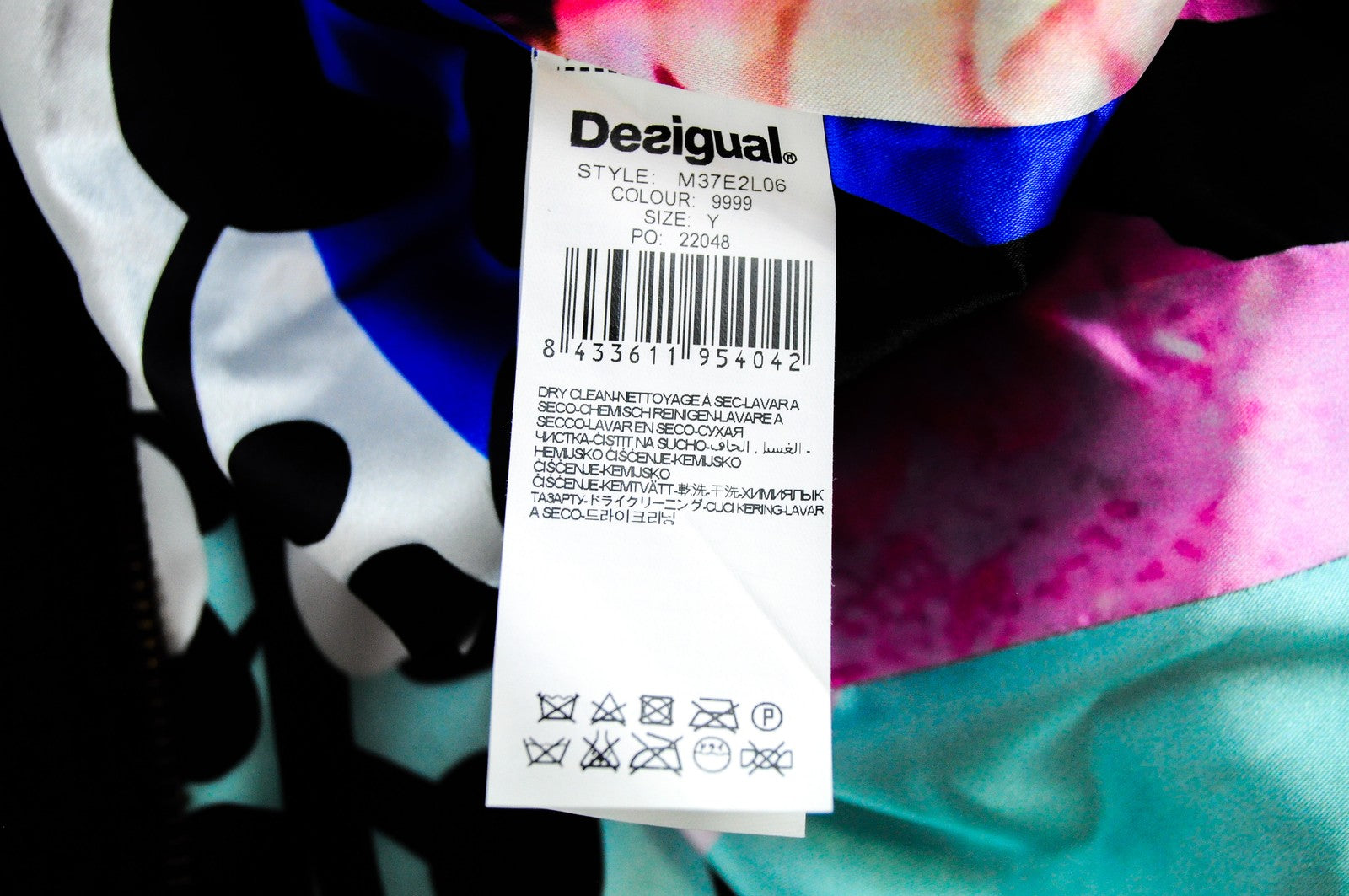 DESIGUAL L'Adoration Womens Coat 38 Black Cotton Blend Lined Pattern