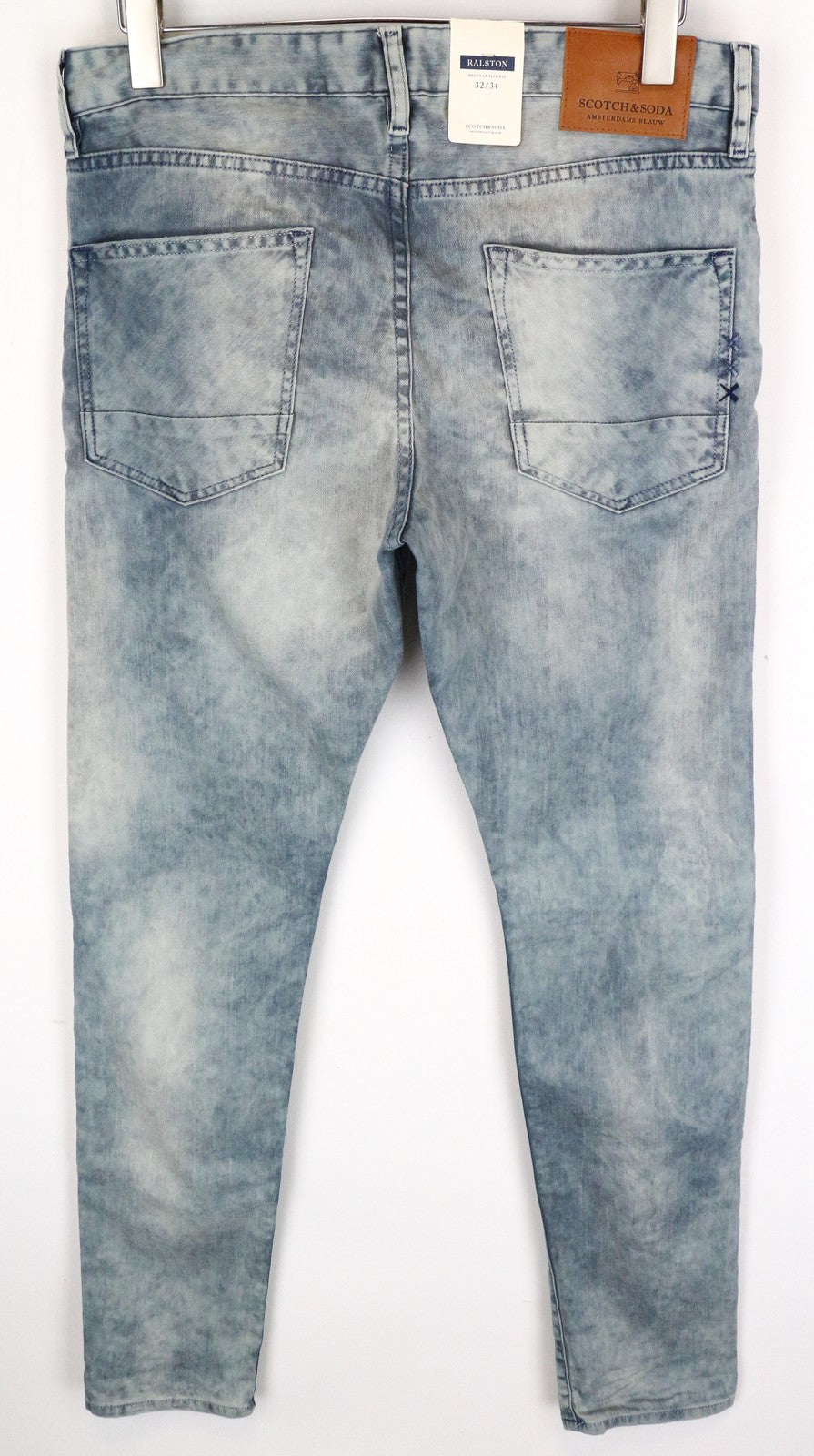 SCOTCH &amp; SODA W32/L34 vyriški prigludę džinsai su 5 kišenėmis, tamprūs, mėlyni, medvilniniai, Ralston džinsai 