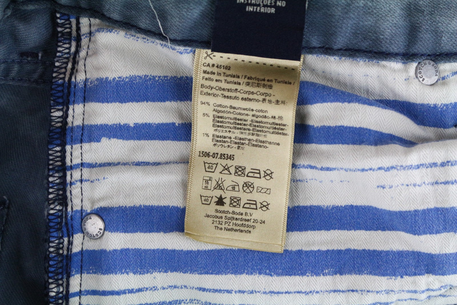 SCOTCH &amp; SODA W32/L34 vyriški prigludę džinsai su 5 kišenėmis, tamprūs, mėlyni, medvilniniai, Ralston džinsai 