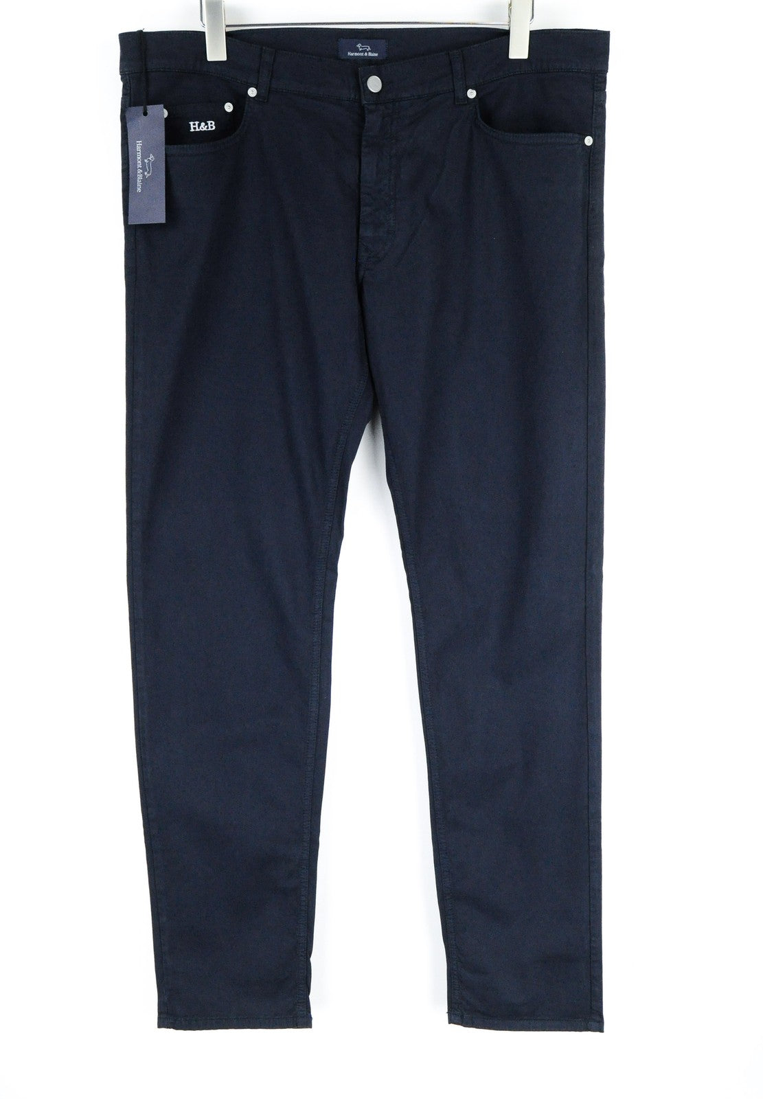 HARMONT & BLAINE Mens 56 Trousers Navy Cotton Stretchy Chino 5-Pocket Casual