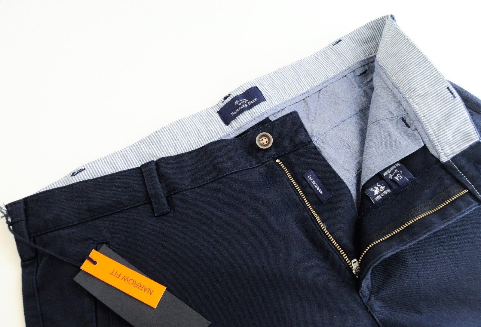 HARMONT & BLAINE Mens Trousers 54 Dark Blue Narrow  Cotton Stretchy Casual