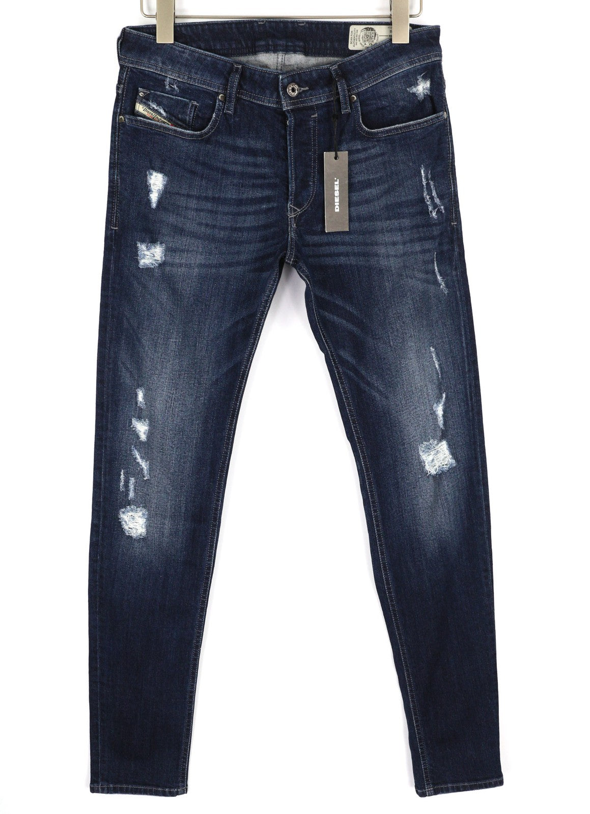 DIESEL Troxer R8KJ4 vyriški džinsai W30/L32 Slim Skinny, tamprūs, skalbti.