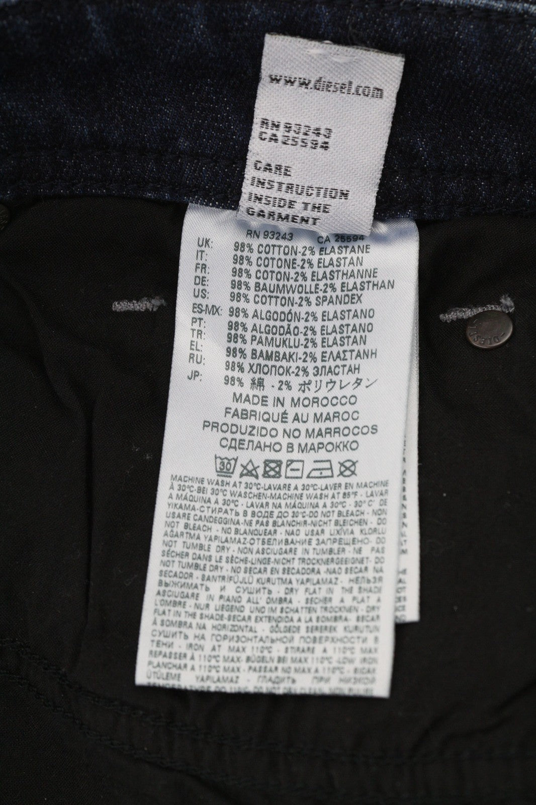 DIESEL Troxer R8KJ4 vyriški džinsai W30/L32 Slim Skinny, tamprūs, skalbti.