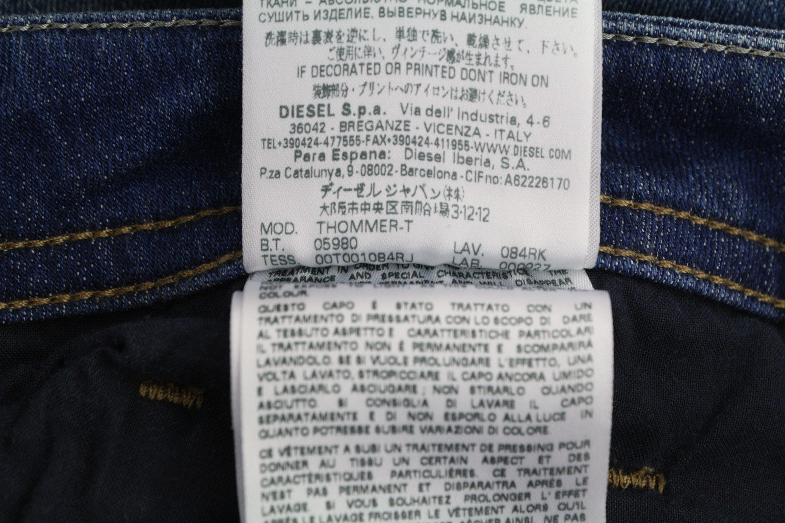 DIESEL Thommer-T 084RK vyriški džinsai W29 elastingi Jogg Sweat ploni, skalbti mėlyni 