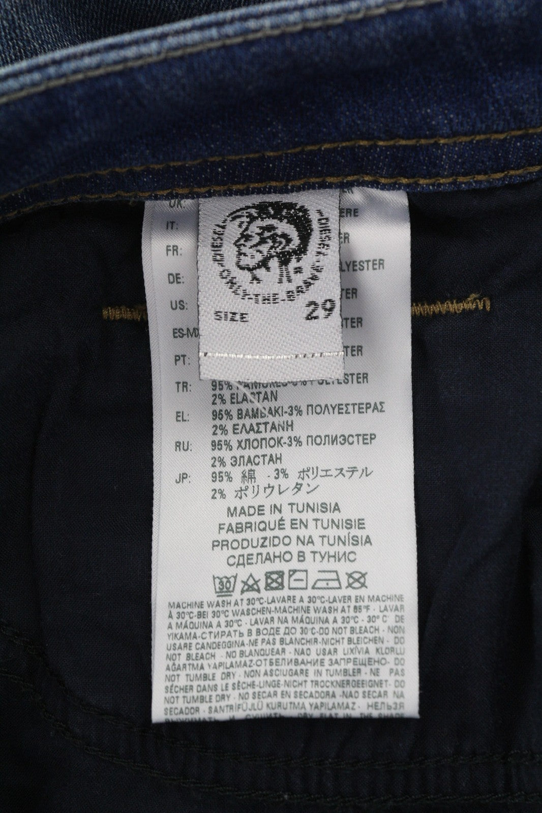 DIESEL Thommer-T 084RK vyriški džinsai W29 elastingi Jogg Sweat ploni, skalbti mėlyni 