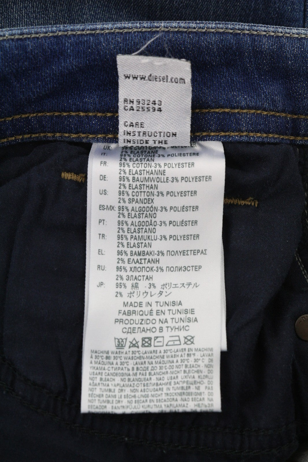 DIESEL Thommer-T 084RK vyriški džinsai W29 elastingi Jogg Sweat ploni, skalbti mėlyni 