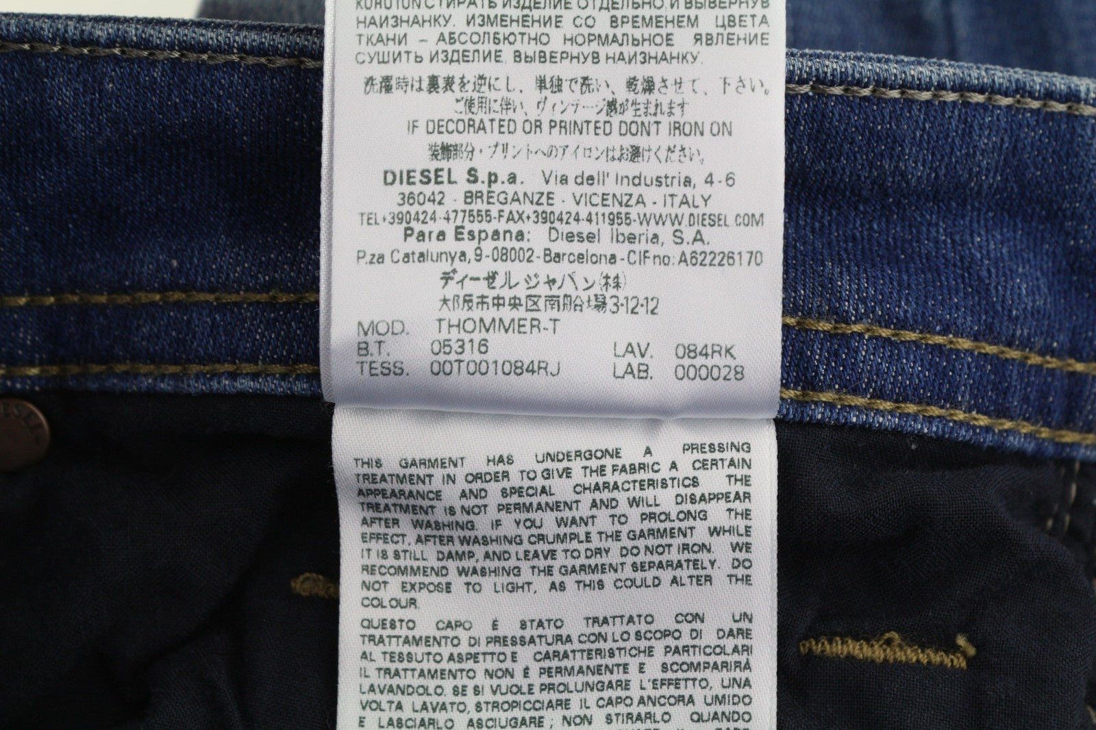 DIESEL Thommer-T 084RK vyriški džinsai W28 elastingi Jogg Sweat ploni skalbti mėlyni 