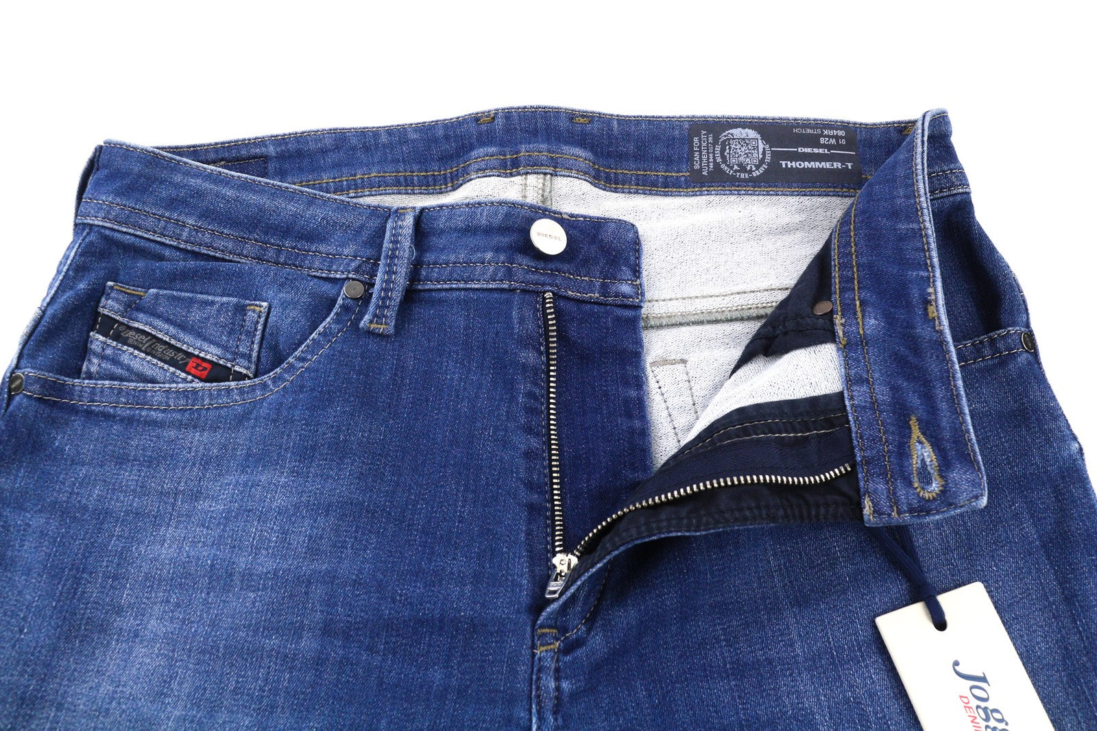 DIESEL Thommer-T 084RK vyriški džinsai W28 elastingi Jogg Sweat ploni skalbti mėlyni 