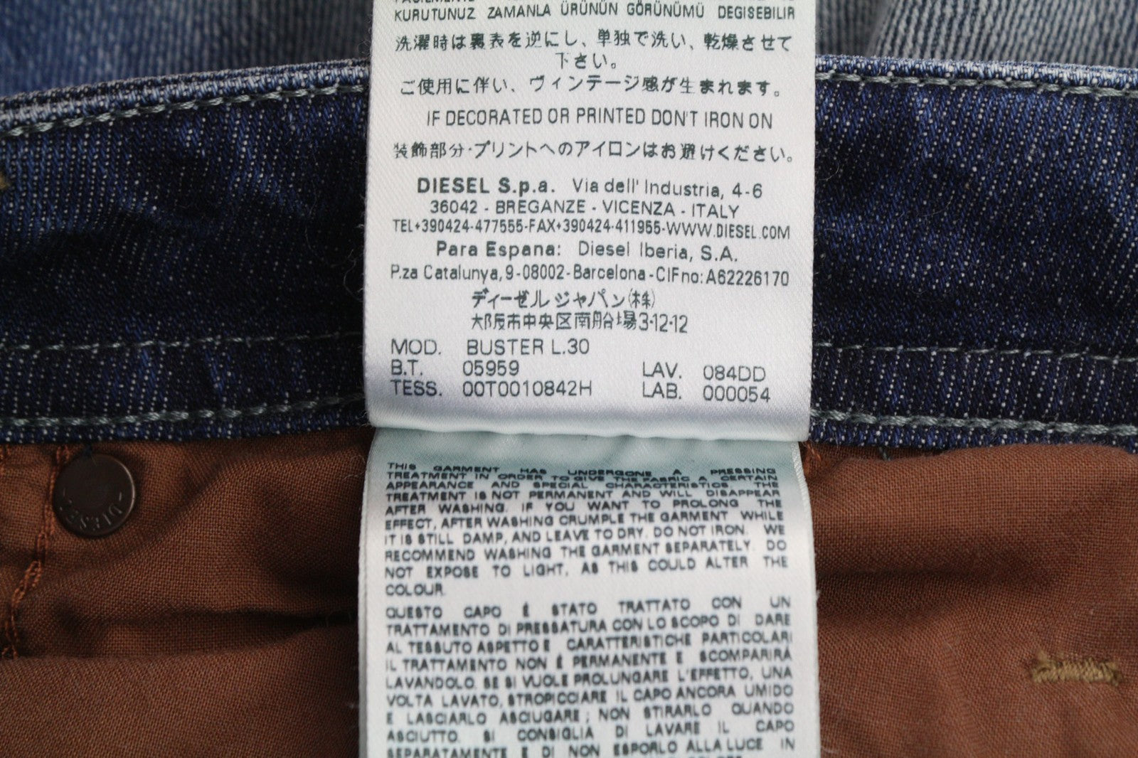 DIESEL Buster 084DD vyriški džinsai W27/L30 Regular Slim Tapered Stretch, skalbtos mėlynos spalvos 