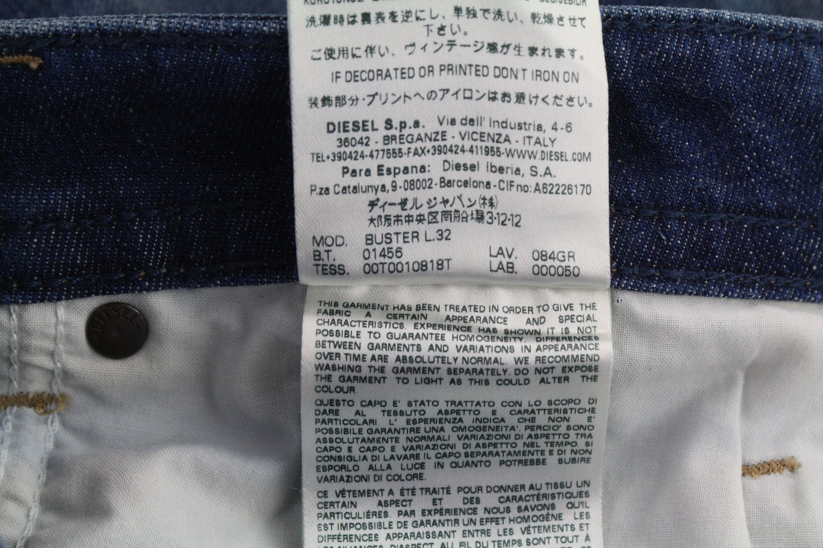 DIESEL Buster 084GR vyriški džinsai W28/L32 Regular Slim Tapered Stretch Washed Blue 