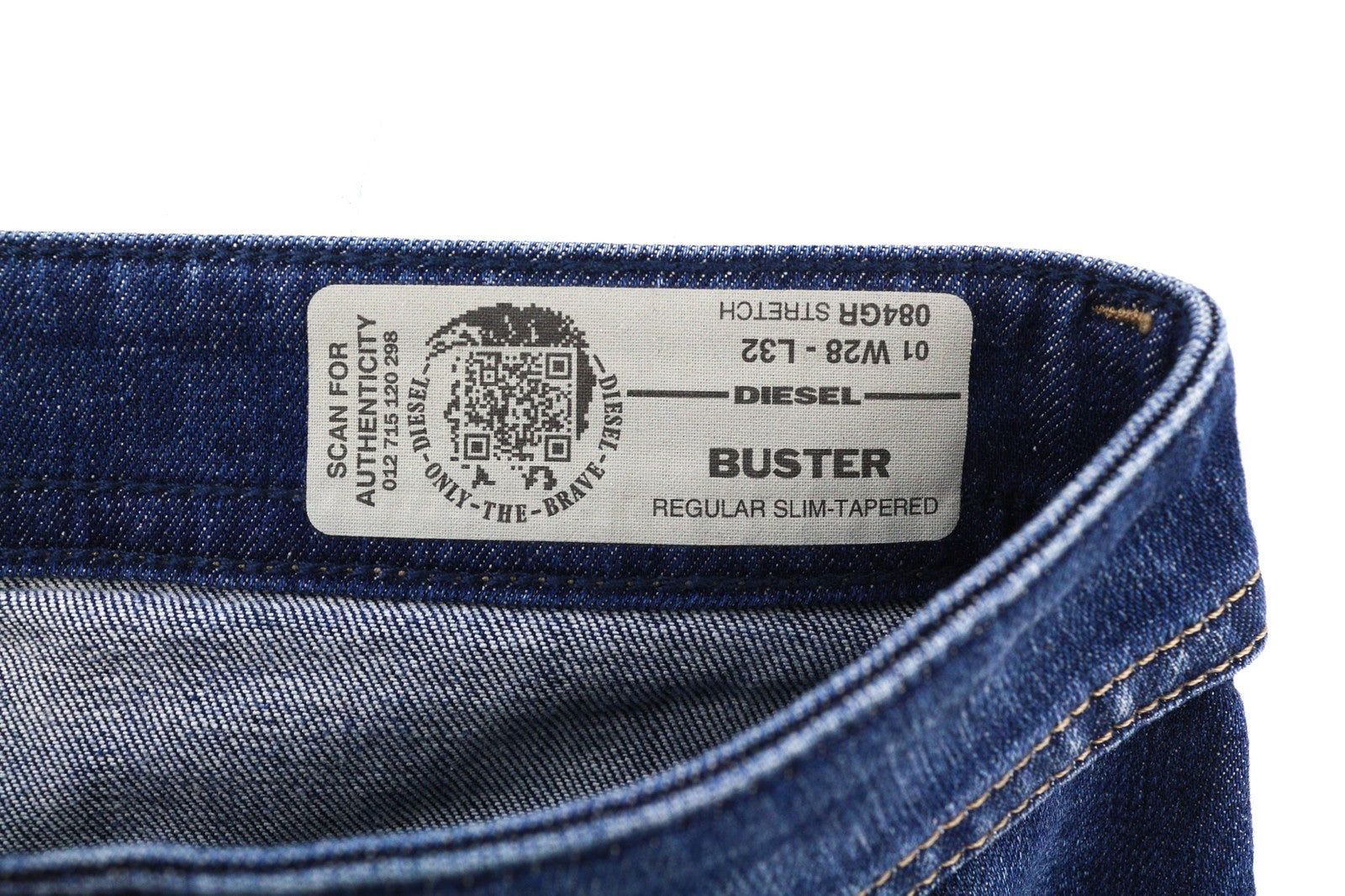 DIESEL Buster 084GR vyriški džinsai W28/L32 Regular Slim Tapered Stretch Washed Blue 