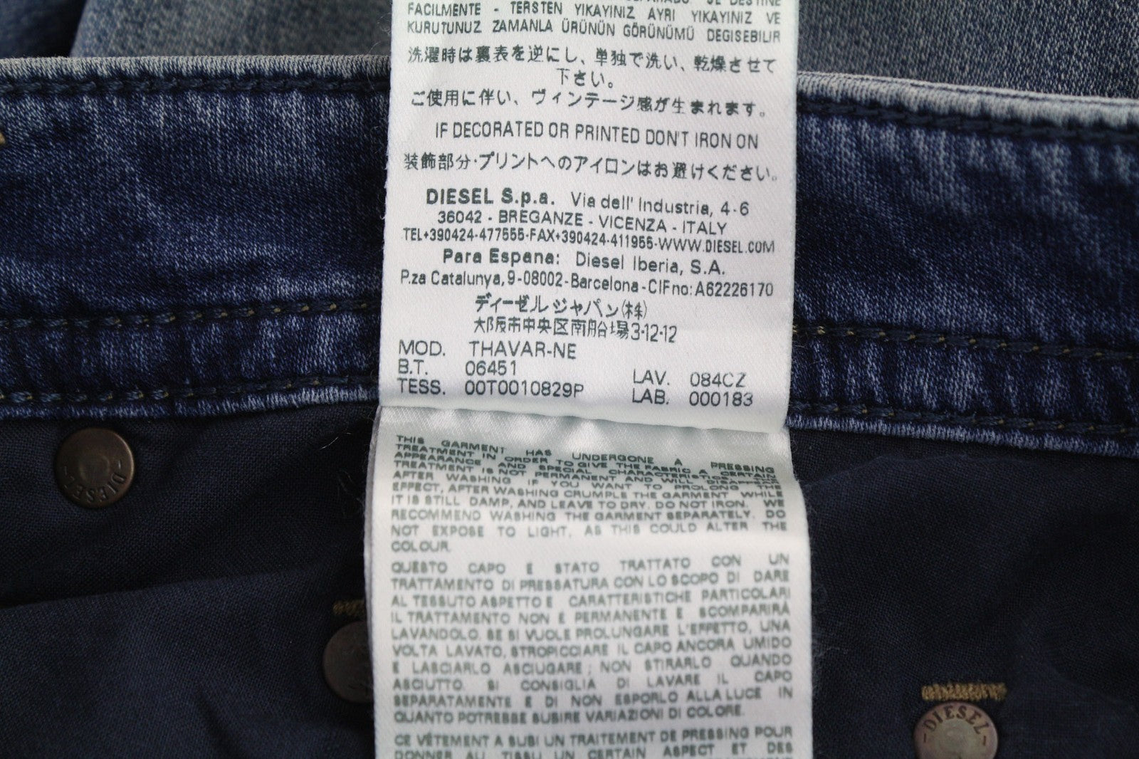 DIESEL Thavar-Ne 084CZ Mens Jeans W26 Stretchy Jogg Sweat Washed Zipper Slim