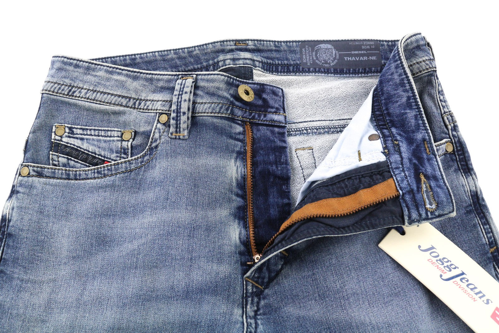 DIESEL Thavar-Ne 084CZ Mens Jeans W26 Stretchy Jogg Sweat Washed Zipper Slim