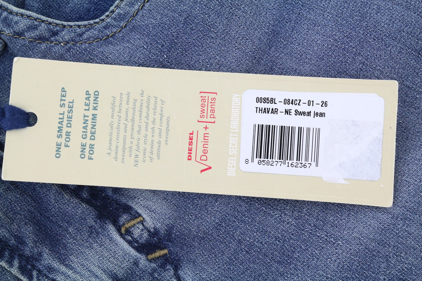 DIESEL Thavar-Ne 084CZ Mens Jeans W26 Stretchy Jogg Sweat Washed Zipper Slim