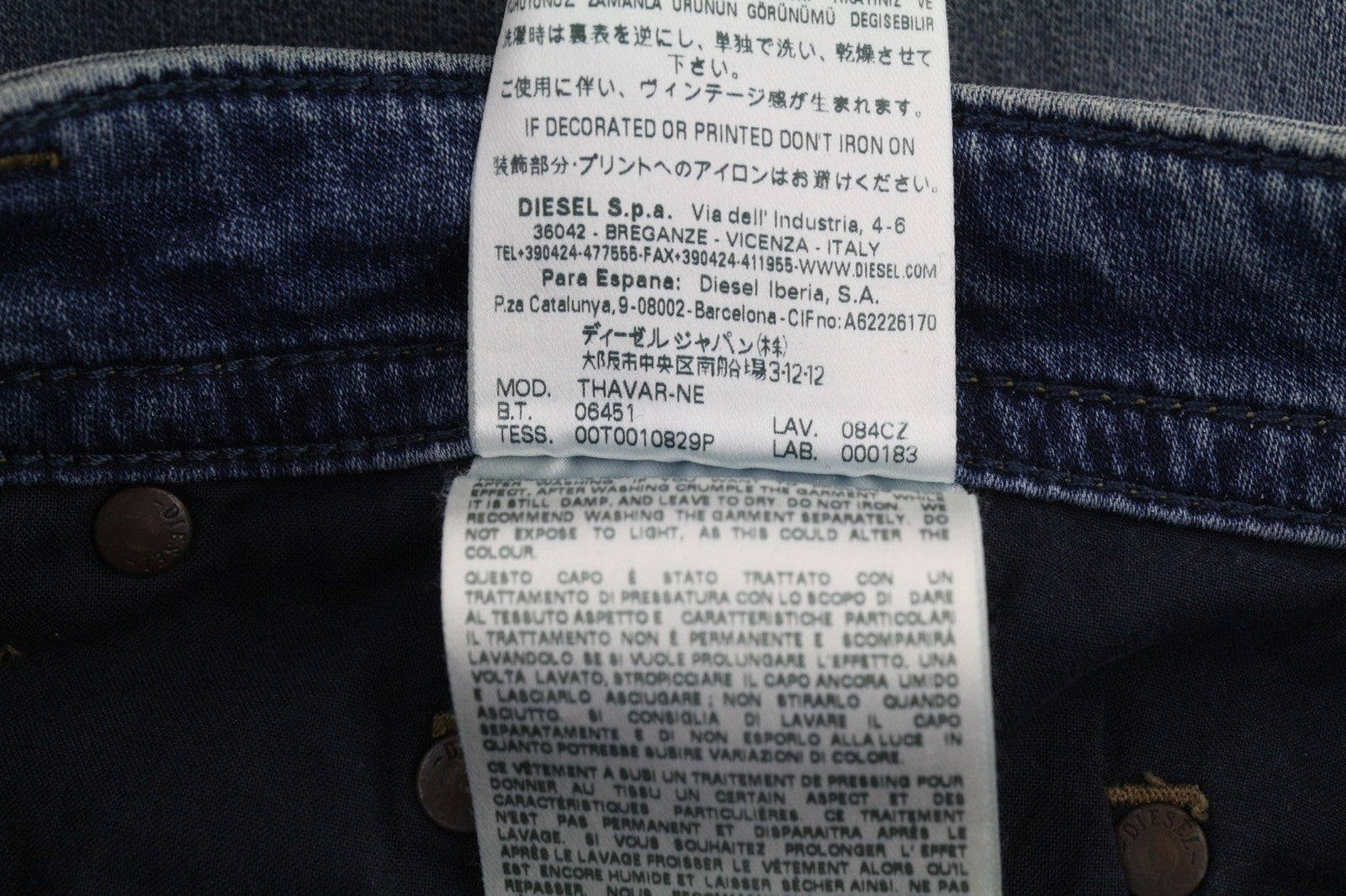 DIESEL Thavar-Ne 084CZ Mens Jeans W26 Stretchy Jogg Sweat Washed Zipper Slim