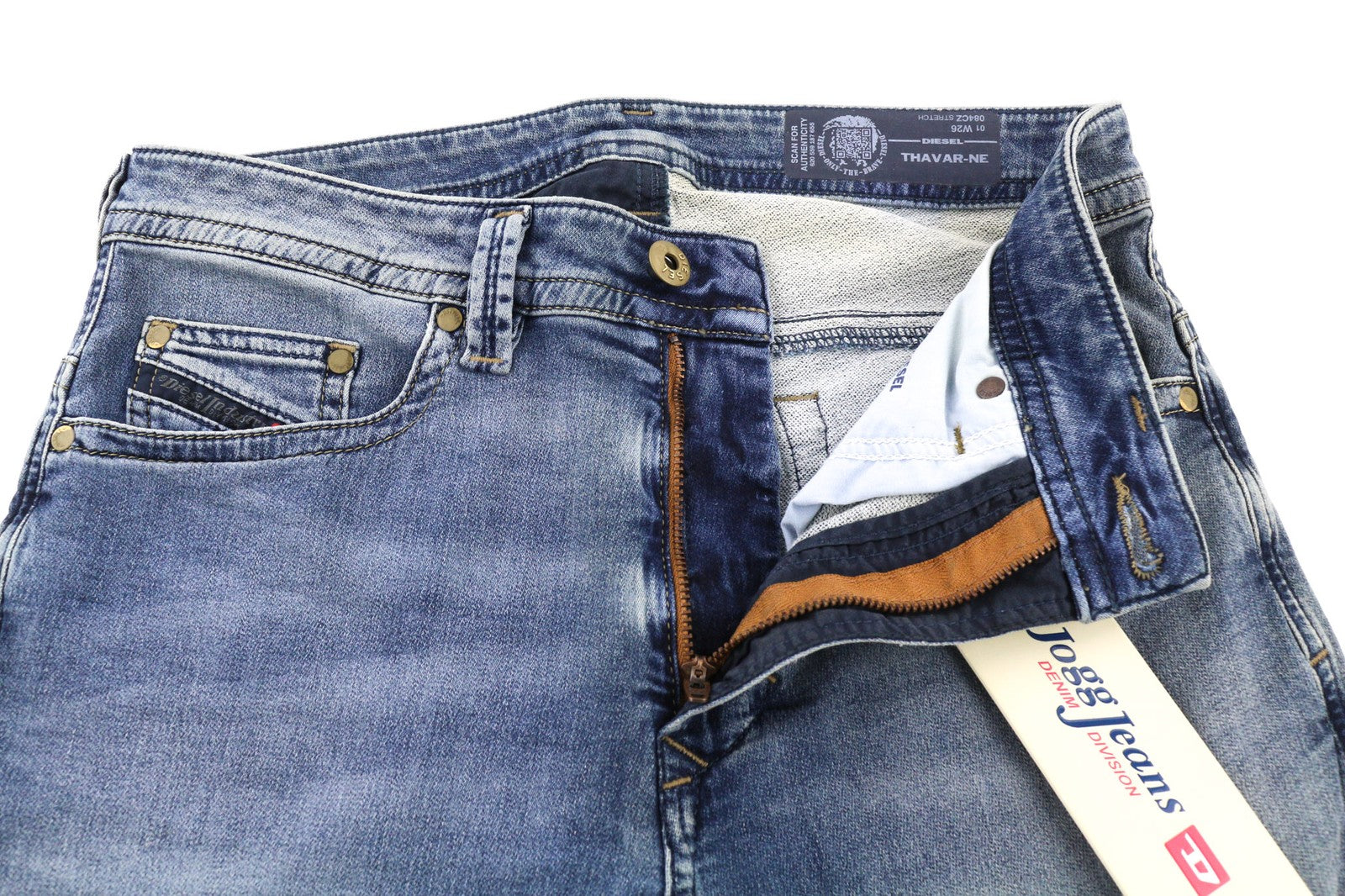 DIESEL Thavar-Ne 084CZ Mens Jeans W26 Stretchy Jogg Sweat Washed Zipper Slim