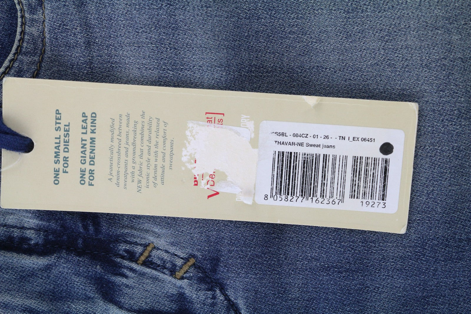 DIESEL Thavar-Ne 084CZ Mens Jeans W26 Stretchy Jogg Sweat Washed Zipper Slim