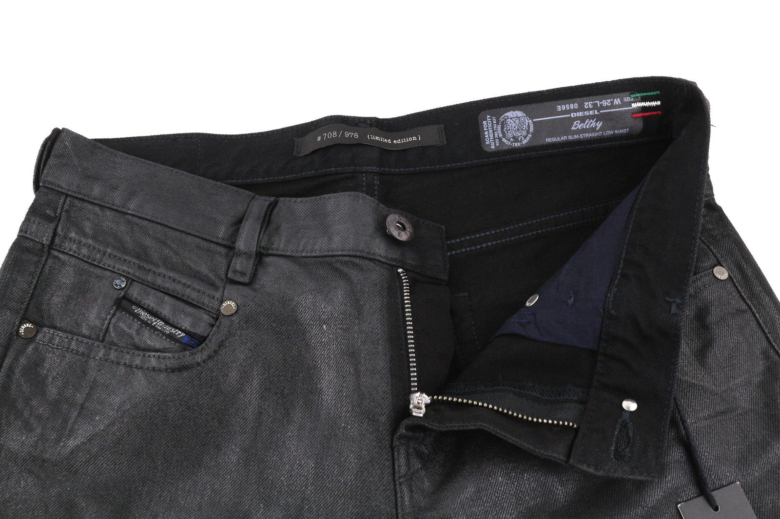 DIESEL Belthy 0856E Womens Jeans W26/L32 Coated Regular Slim Straight RRP€250