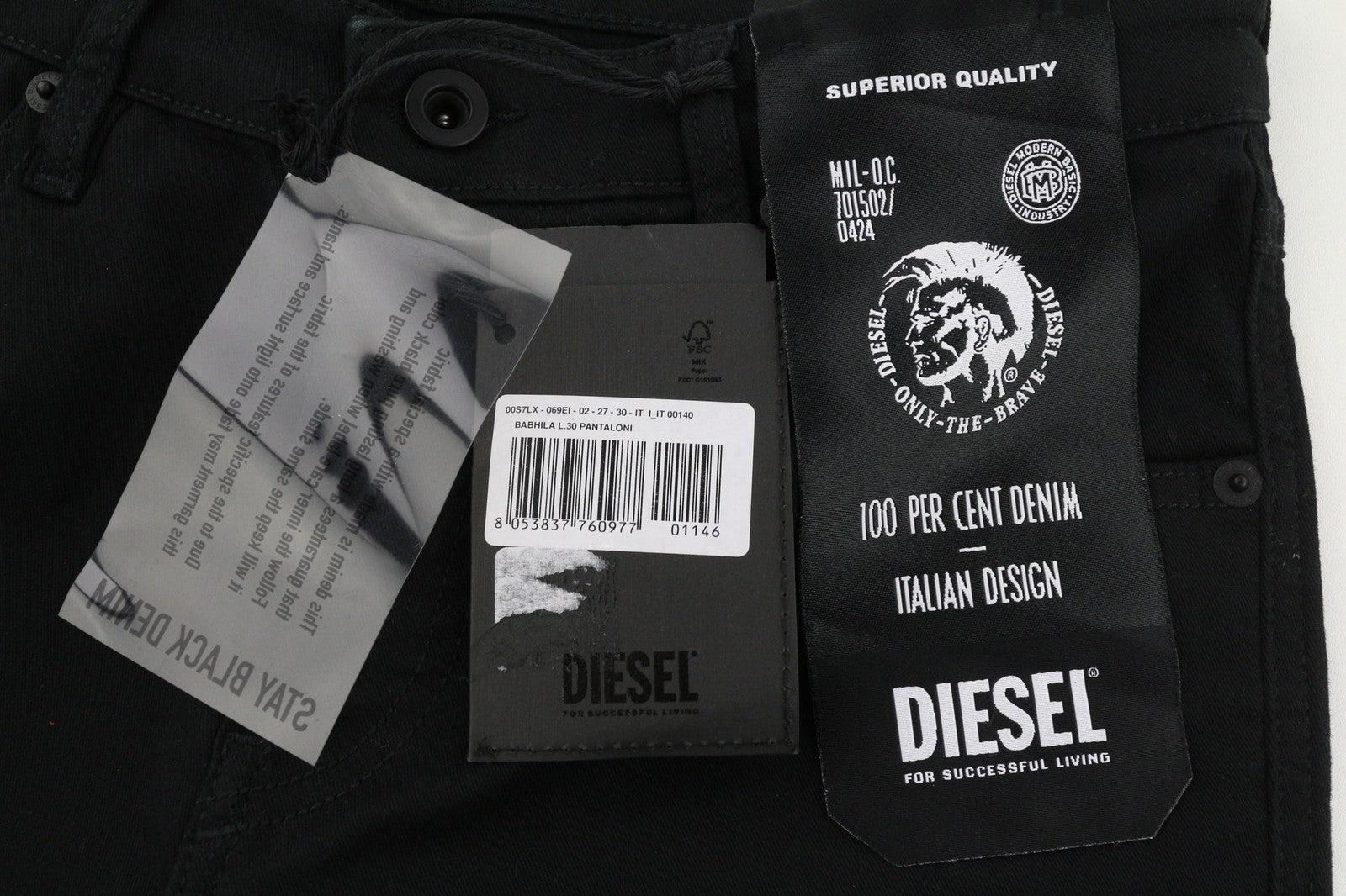 DIESEL Babhila 069EI Womens Jeans W27 Black Slim Regular Waist Stretch Buttoned